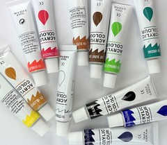 12 Color Acrylic Rainbow Pigments Artist Paint Set – Twelve 12ml Paint Tubes