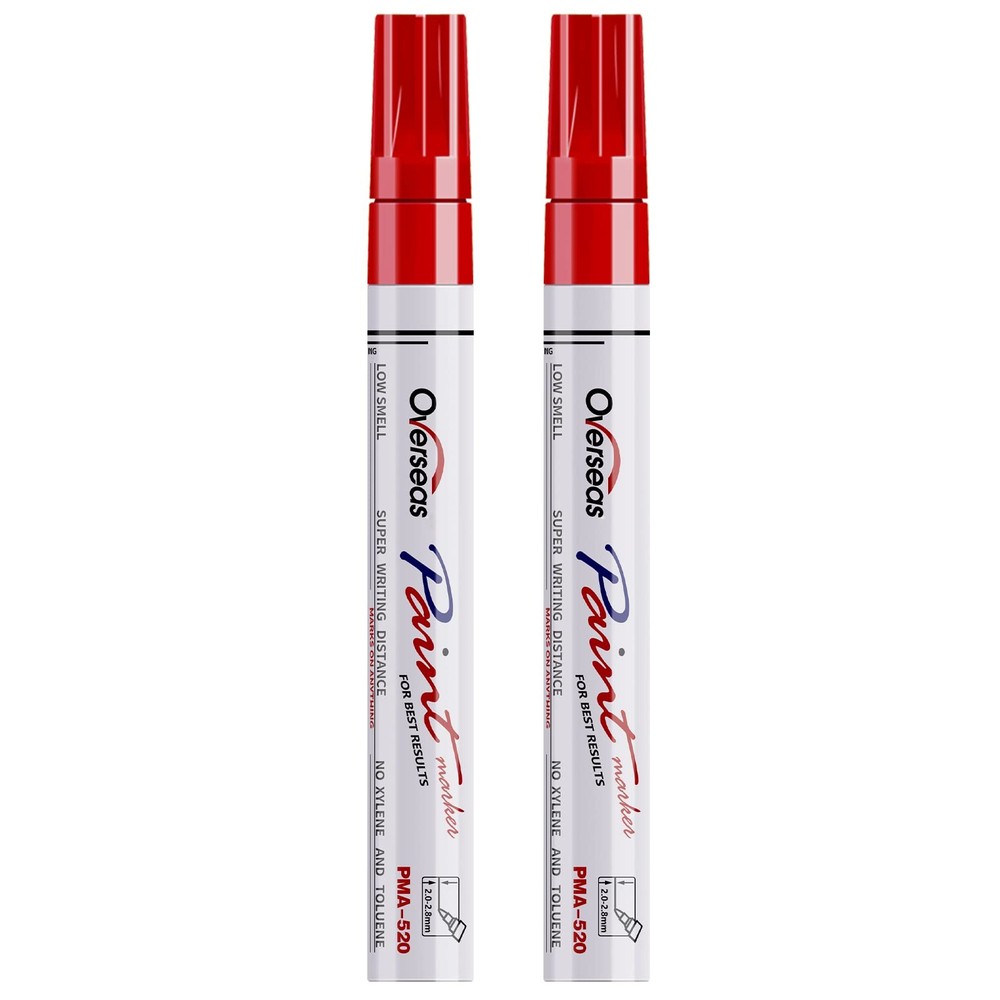 Permanent Paint Pens Red Markers 2 Pack Single color Oil Based Paint Markers…