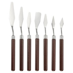 7 Pcs Stainless Steel Palette Knife, Professional Art Spatula, Red Brown