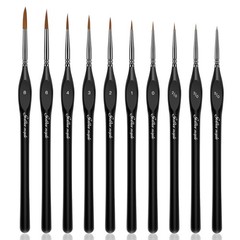 Golden Maple Detail Paint Brushes Set 10pcs Miniature nail art brush, Black