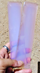 PINK Opalite SLAB (2) 7.6″ Opal Glass Mosaic Flint Knapping Cabochon Arrowheads