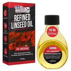 U.S. Art Supply Refined Linseed Oil, 125ml (4.2 4.23 Fl Oz (Pack of 1), Clear