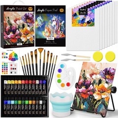 Nicpro 68PCS Acrylic Paint Canvas Set for 8 inches by 10 inches, 24 colors