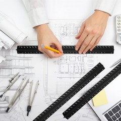 Macarrie 10 Pcs Architectural Scale Triangular Ruler 12″ Architect Black