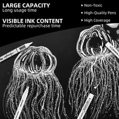 White Ink Pens, Fine Point White Gel Pens, Brush Tip Acrylic Markers,white pa…