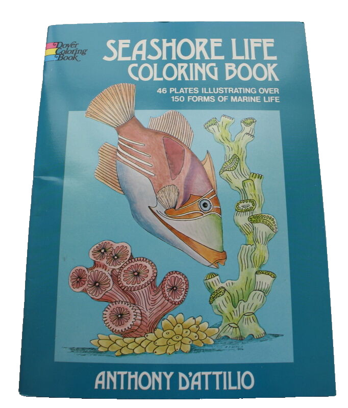 Seashore Life Coloring Book Seashells Fish 46 Pages by Anthony D’Attilio 1973