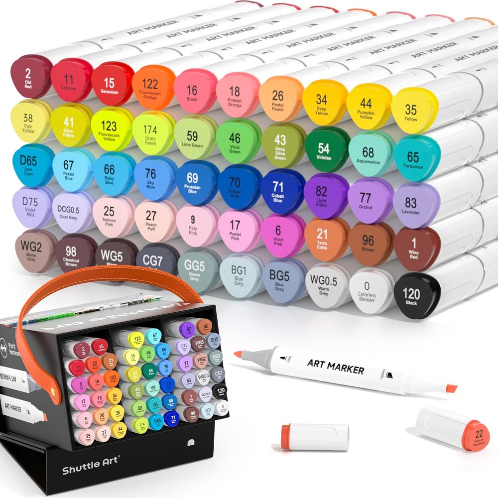 51 Colors Alcohol Markers, 50 Colors Dual Tip Art Marker Set Plus 1 Colorless…