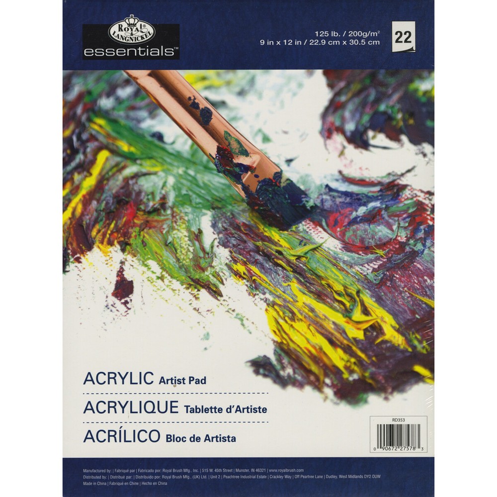 essentials(TM) Acrylic Artist Paper Pad 9″X12″-22 Sheets