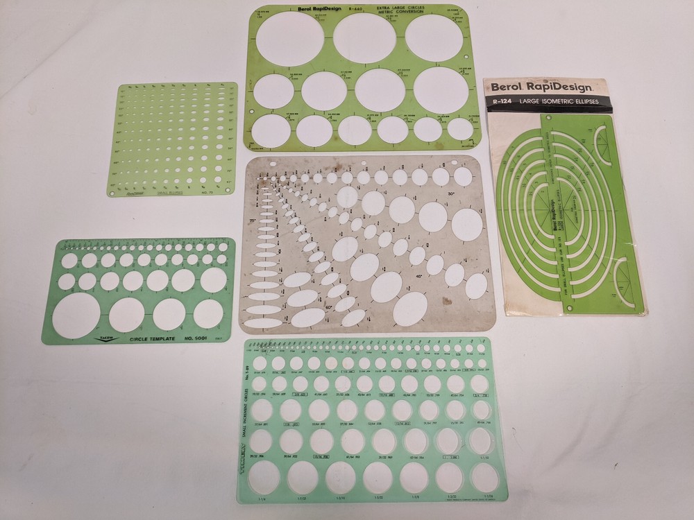 Assorted Drafting Templates – Berol, Timely, Tacro Lot of 6