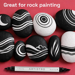 ARTISTRO 5 Black Acrylic Paint Markers – Paint Pens for Drawing – for Fabric, Ro
