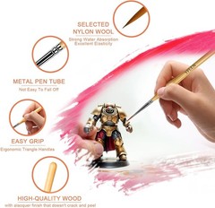 Miniature Paint Brush Set 6pcs Triangular Handles Acrylic Oil Watercolor Detail