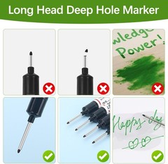 Long Head Deep Hole Marker Pens, 15PCS Long Nib Marker 20mm Quick Dry Waterproo