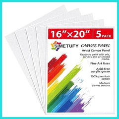 16 x 20 inch 5 Pack Canvas Panels Large Painting Canvas Boards – Gesso Primed…