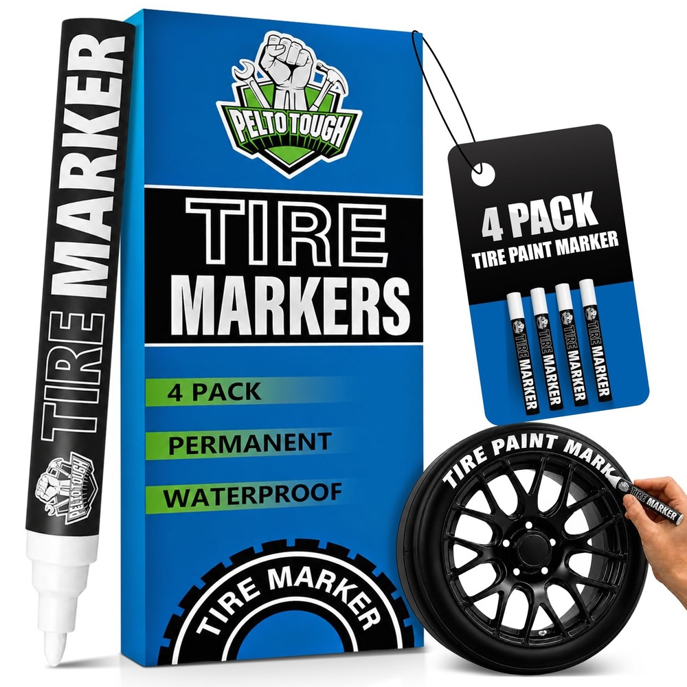 4 PCS White Tire Paint Marker Car Lettering Permanent Pens Weatherproof Ink