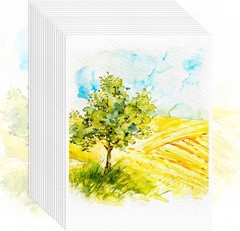 64 Sheets Cotton Watercolor Paper 140LB/300GSM Thick Off-White Cold Press Paper