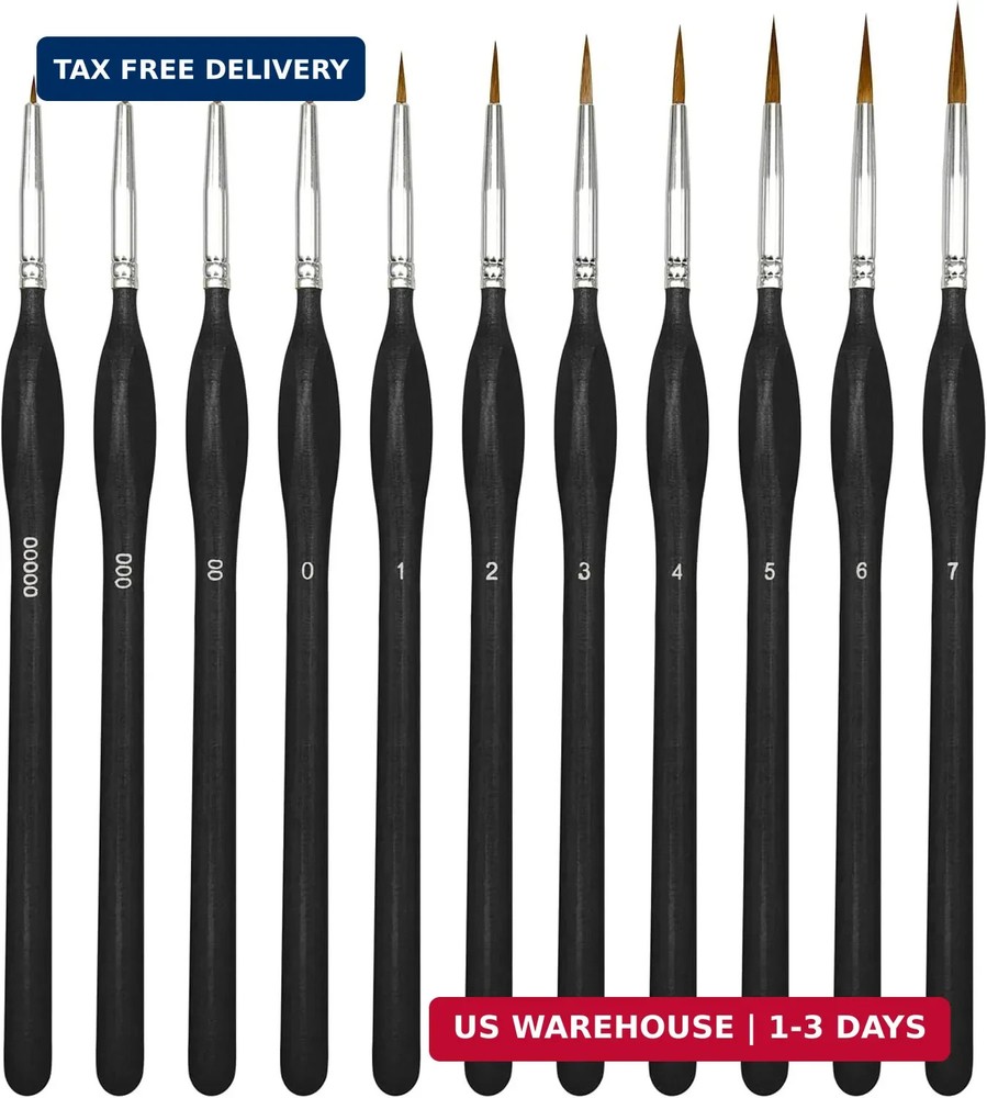 11PCS Fine Detail Paint Brushes Set, Miniature Painting Brushes Kit for Oil, Acr