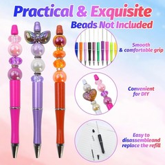 150 Pieces DIY Beadable Pen Kit – 50 Plastic Ballpoint Pens with Refills & Bags