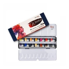 Watercolor Paint Set, ‘Portrait’ palette full pans 14 colors metal case, extr…