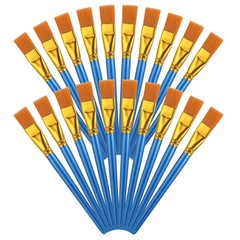 40PCS 0.75 Inch Blue Flat Paint Brushes for Acrylic Watercolor with Wood Handle