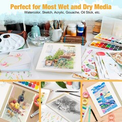 Watercolor Paper Pad, 5.5″x8.5” (24 Sheets, 140lb/300g), Spiral – Bound with …