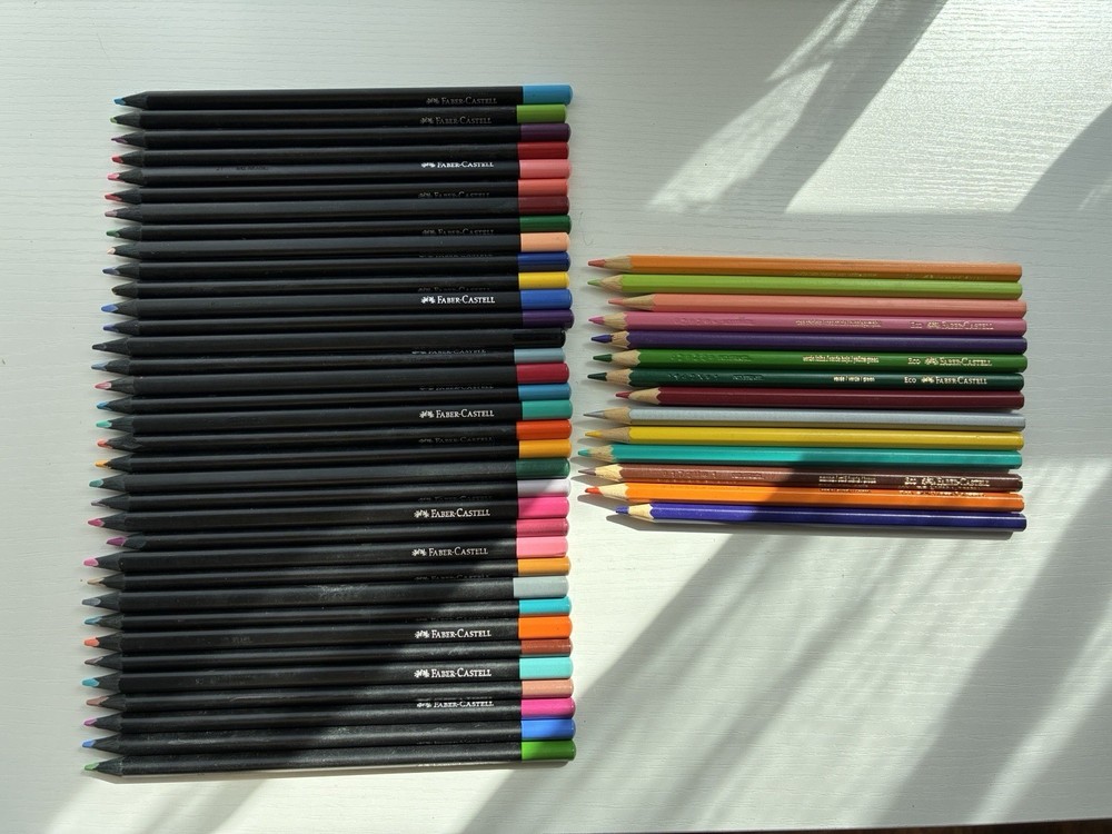 Lot of 49 Faber Castell Colored Pencils 35 Black Edition + 14 Eco