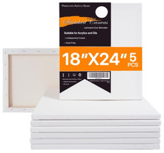Lienzo estirado 18×24, pack de 5, algodón 100 %, ideal para óleo y acrílico