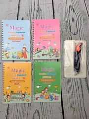 4 Books Magic Copybook for Kids Handwriting Workbook and Stencils