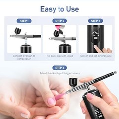 High-Pressure Airbrush Kit with Compressor, 2 Airbrushes, 6400mAh, 50PSI, 0.2/0.