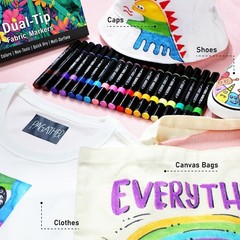 Fabric Markers Permanent for Clothes, 40 Colors Dual Tip with Fine and Chisel…
