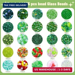 Wurosi 4074 Pcs Green Glass Beaded Plant Kit with Rattan Basket, Forever Plant B