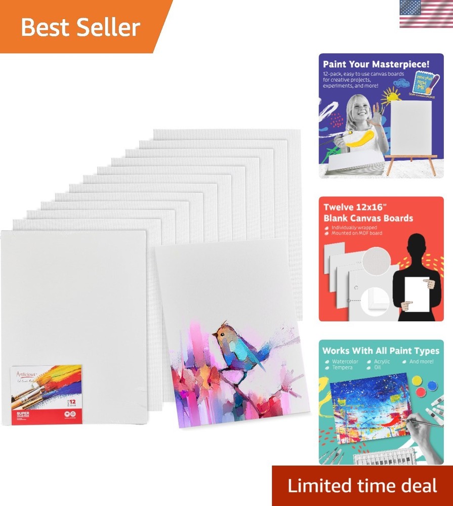 12×16 Blank Canvas Pack of 12 – Perfect for Oil, Acrylic & Watercolor