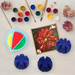 6 Pcs Flower Pour Cups Silicone Split Cup for Paint Pouring Blue Color