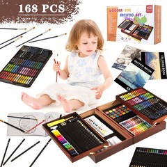 168-Pack Art Supplies, Deluxe Wooden Art Set Crafts Drawing Painting Coloring…