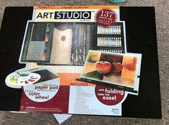 Battat Art Studio 2-Level Wooden Case 137 Piece Set, Includes 36 tubes of paint