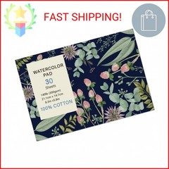 30 Sheets Watercolor Paper Pad, A5 (8.3 x 5.8) Hot Press Watercolor Paper, 140 l