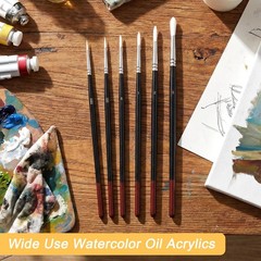 Script Liner Paintbrush Set, Wanmu 6Pcs Extra Long Fine Point Tip Black