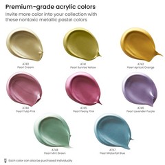 Pastel Acrylic Paint Set Of 8 Metallic Tones 4.06 Fl Oz Tubes High Viscosity Wat