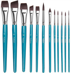 12Pcs Face Painting Brush Set Nylon Bristles Wooden Handle US