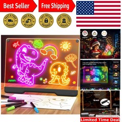 Eco-Friendly 16-Inch LED Art Board with 7 Light Effects & Drawing Supplies
