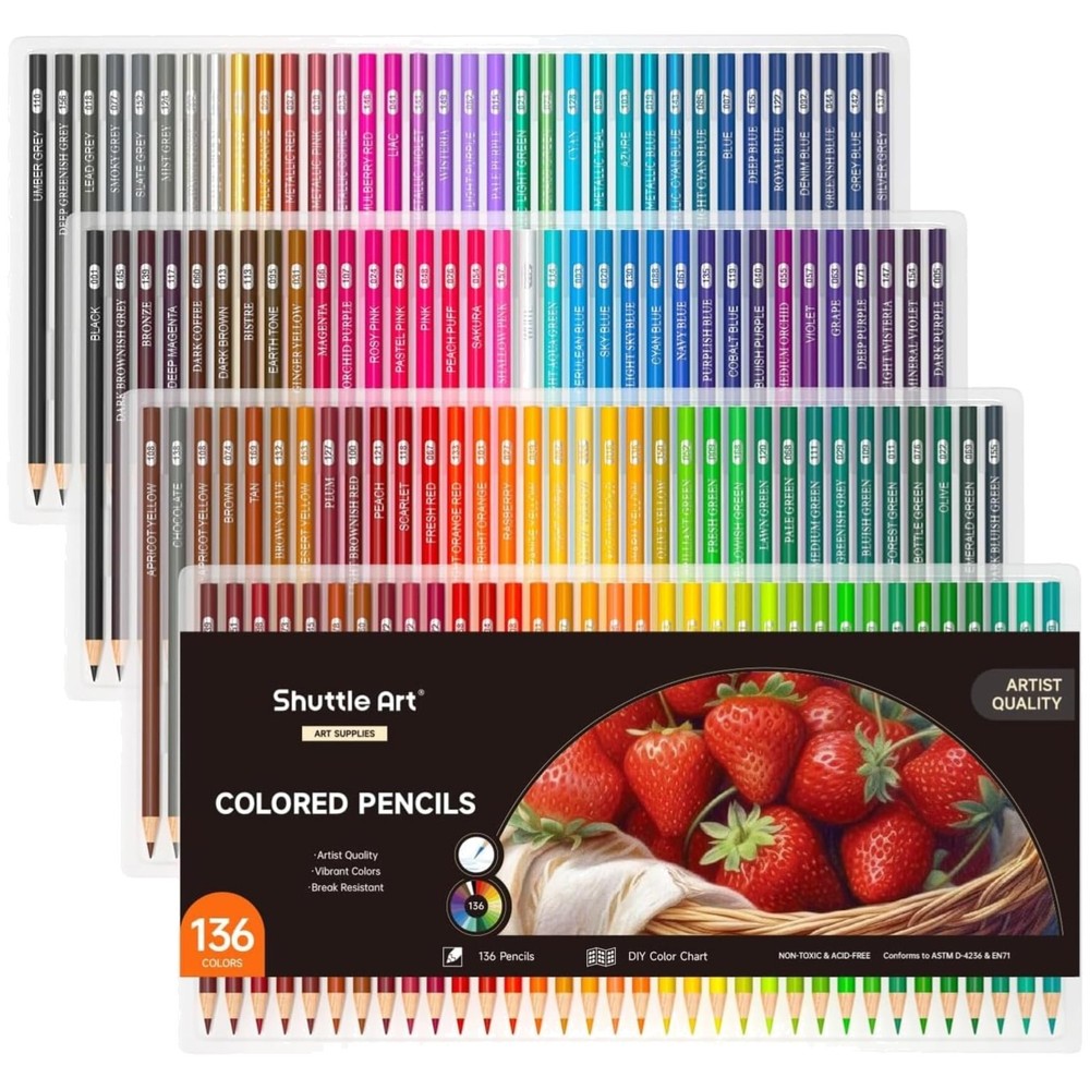 136 Vibrant Colored Pencils Set – Soft Core Art Supplies for Creative Minds