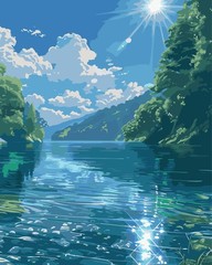 Paint by Numbers Kit for Adults Beginner,River Forest Sky Paint by Number Kits..