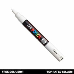 Uni Posca WHITE Paint Marker Pens PC-1M 1MR 3M 5M 7M 8K 17K PCF350 All Sizes