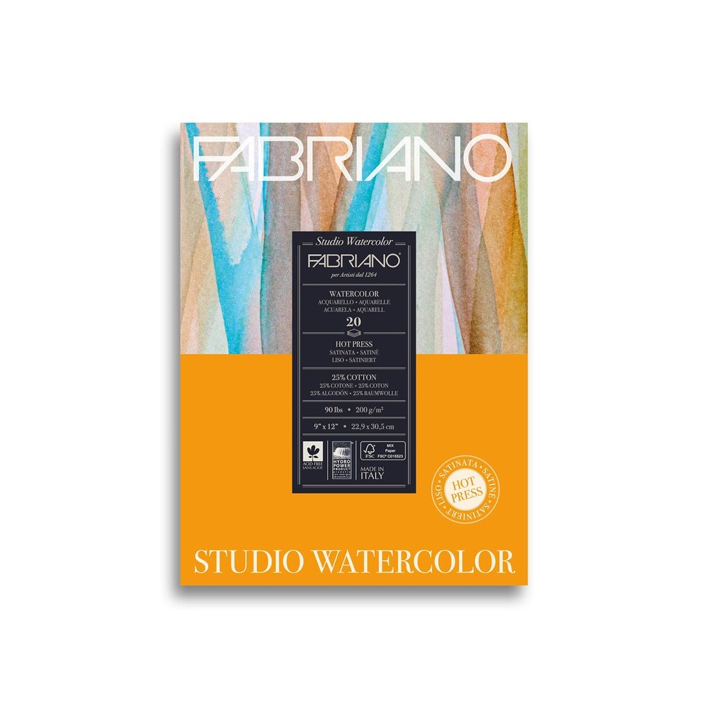 Studio Watercolor Pad HotPress 90 lb 20 Sheets 9×12 Inch Art Supply Book