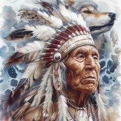 American Native Indian Old Cheif Man 5D Diamond 35x35cm, 13-Indian 14x14inch