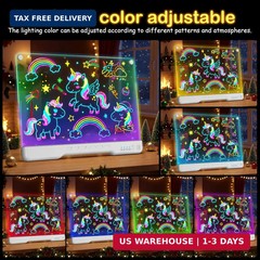 LED Drawing Board for Kids, 17″ Rechargeable Doodle Glow LED Note Board with Col