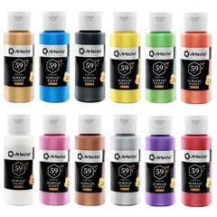 Acrylic Paint Set, 12 Metallic Colors Bottles (59ml / 2oz) Art Craft Paints f…