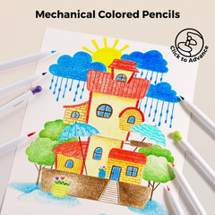 Mechanical Colored Pencils Set 24 Erasable Oil-Based Drawing Supplies with