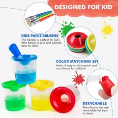 Toddler Paint Brushes Paint Cups, Droppers for Kids, No Spill Paint Cups for …