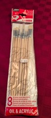 NEW. Pebeo Art Studio White Bristle Long Wooden Handle Paint Brushes Set of 8