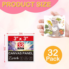 32-Pack 3×3 Inch Mini Canvas Boards for Oil, Acrylic, and Watercolor Painting
